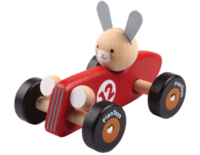Plan Toys - Lapin au voiture de course