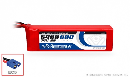 nVision - LiPo 5400mAh 2S 7.4V 60C (EC5 plug)
