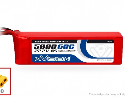 nVision - LiPo 5000mAh 6S 22.2V 60C (XT90 plug)